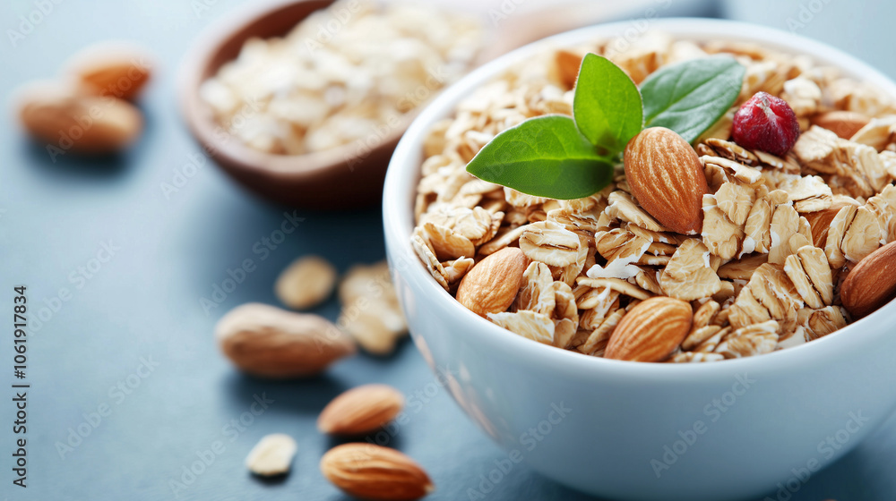 Healthy bowl full of cereals and almond for breakfast Healthy bowl full of cereals and almond for breakfast