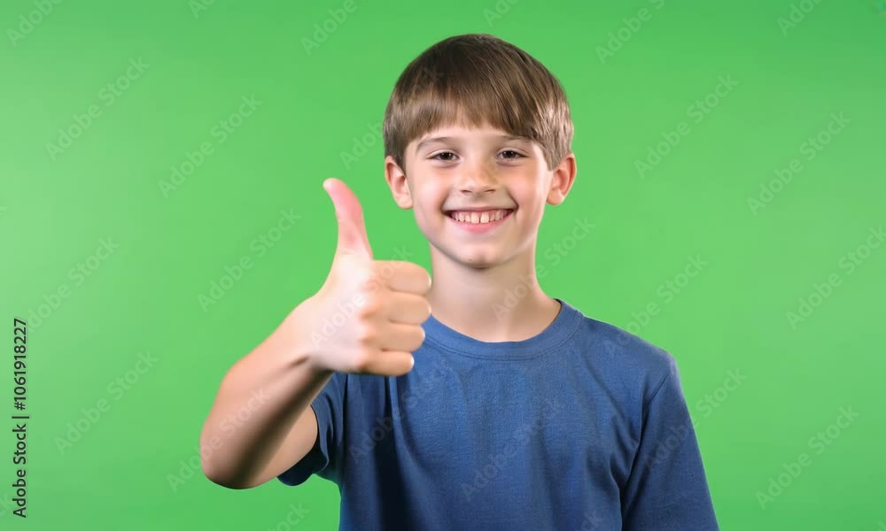 young student giving a thumbs-up gesture isolate on green screen background young student giving a thumbs-up gesture isolate on green screen background