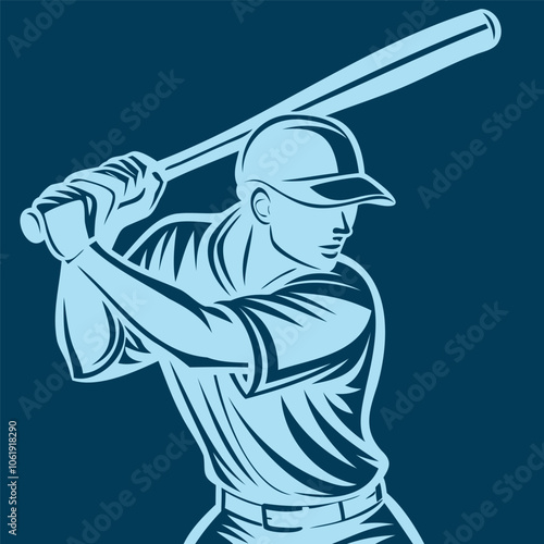 Wallpaper Mural Monochrome Baseball Player Illustration Torontodigital.ca