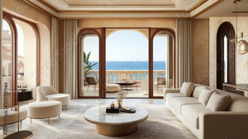 Elegant Living Room with Ocean View and Natural Light