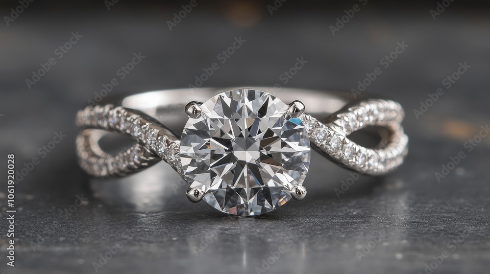 Elegant Diamond Ring with Twisted Band Design Elegant Diamond Ring with Twisted Band Design