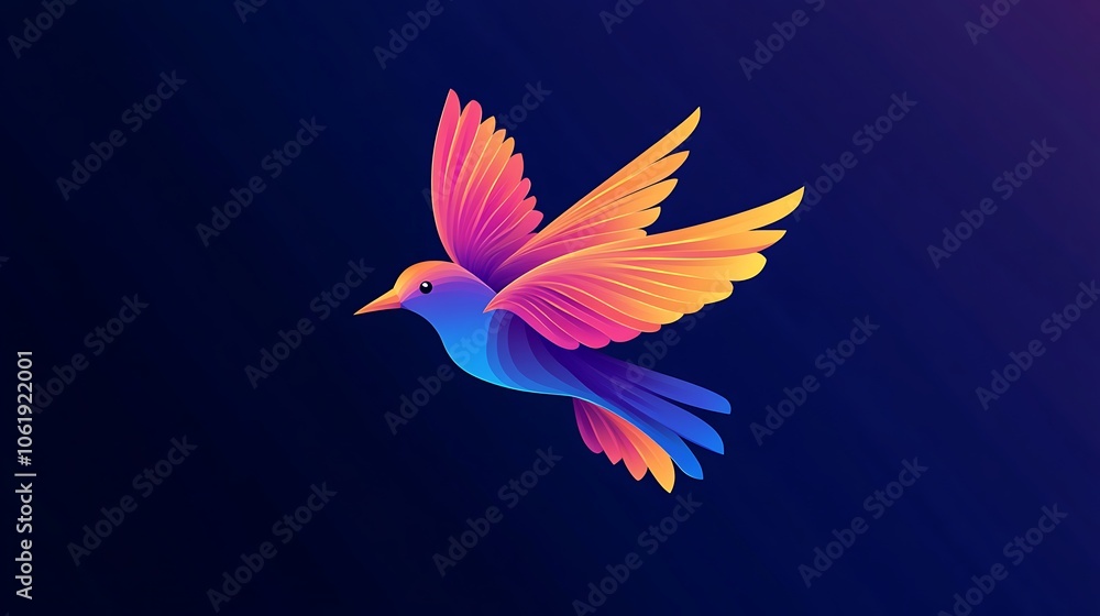 Fototapeta premium Dynamic bird logo in colorful gradient vector illustration design