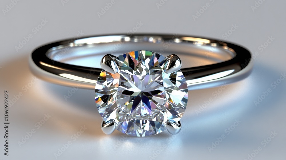 Elegant Diamond Ring on Silver Band Elegant Diamond Ring on Silver Band