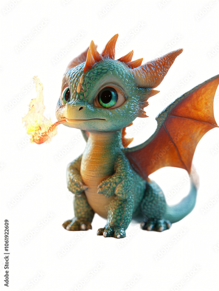 Orange dragon isolated on a white background Orange dragon isolated on a white background