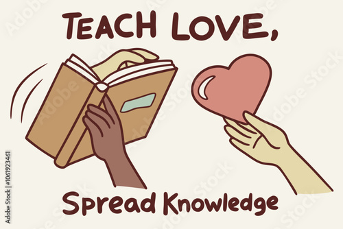 International education day, Teach Love, Spread Knowledge – Show hands holding a book and a heart, promoting the message that education is about sharing love and wisdom across the globe