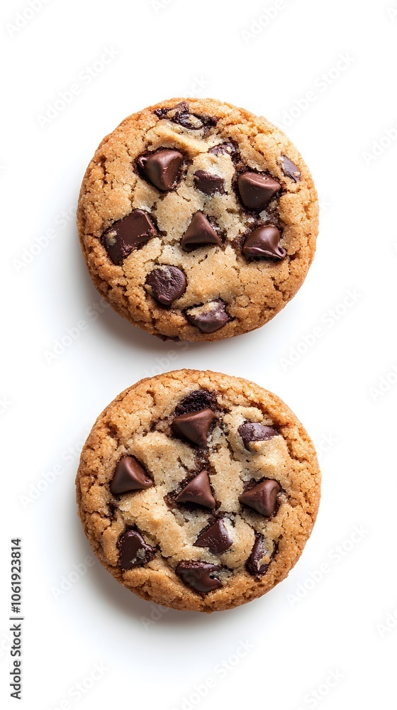 Food, Chocolate Chip Cookie, Photo Realistic, on White Background, Abstract Image, Texture, Pattern Background, Wallpaper, Cover and Screen of Smartphone, PC, Laptop, 9:16 and 16:9 Format Food, Chocolate Chip Cookie, Photo Realistic, on White Background, Abstract Image, Texture, Pattern Background, Wallpaper, Cover and Screen of Smartphone, PC, Laptop, 9:16 and 16:9 Format