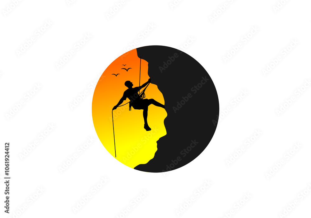 rock climber icon design template logo vector illustration rock climber icon design template logo vector illustration