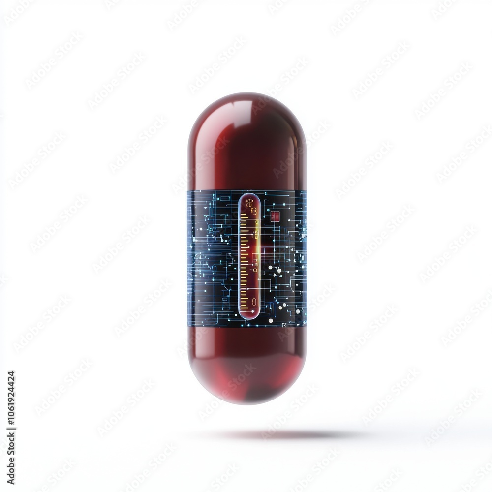 A digitally enhanced capsule appears to float in space, combining pharmaceutical elements with a futuristic circuit design. A digitally enhanced capsule appears to float in space, combining pharmaceutical elements with a futuristic circuit design.