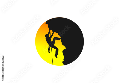 rock climber icon design template logo vector illustration
