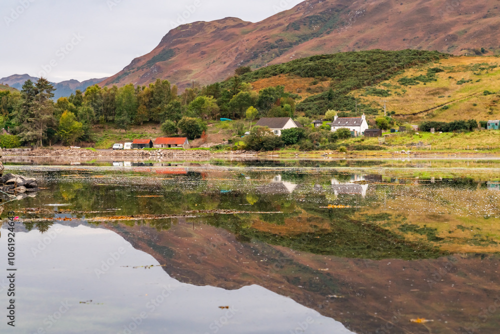 Fototapeta premium Autumn in Scotland with reflections in the lochs