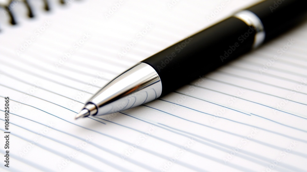 A close-up of a pen and notebook during a business meeting A close-up of a pen and notebook during a business meeting
