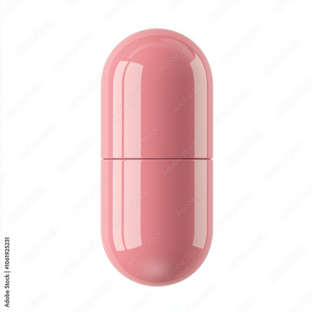 A shiny pink capsule, oval-shaped and smooth, designed for medication or supplements, emphasizing its appealing color and form. A shiny pink capsule, oval-shaped and smooth, designed for medication or supplements, emphasizing its appealing color and form.