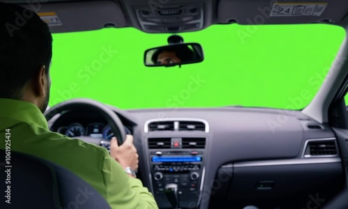 car driving green screen