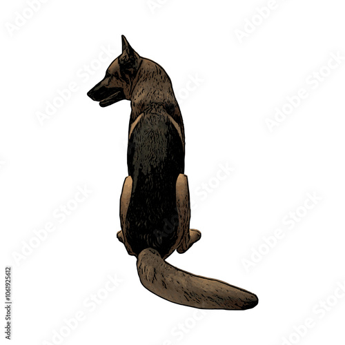 German Shepard dog vector animal ilustration isolated template 