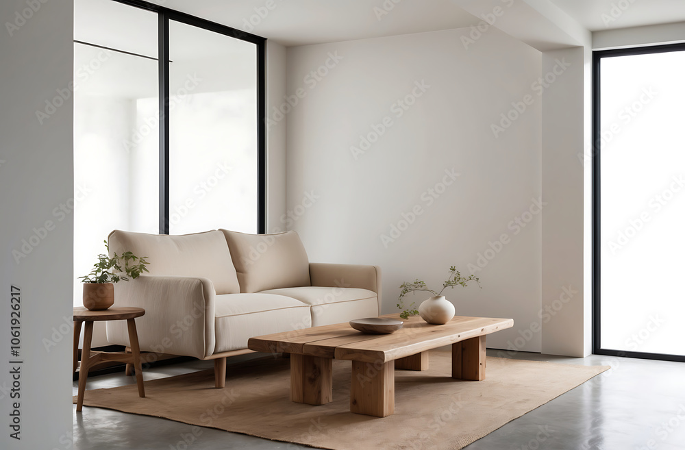3d interior of a Japandi style interior living room a design with simplicity, natural elements, and minimalism 3d interior of a Japandi style interior living room a design with simplicity, natural elements, and minimalism
