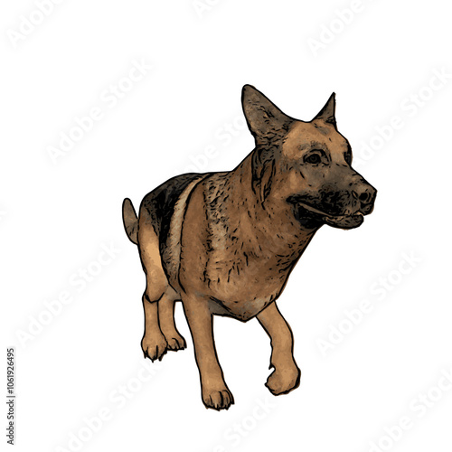 German Shepard dog vector animal ilustration isolated template 