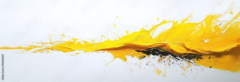 Vibrant yellow paint splash on a white background Vibrant yellow paint splash on a white background