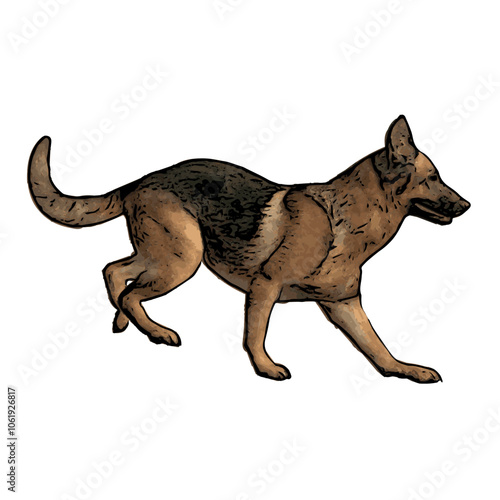 German Shepard dog vector animal ilustration isolated template 