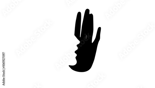 Whisper with hand , black isolated silhouette