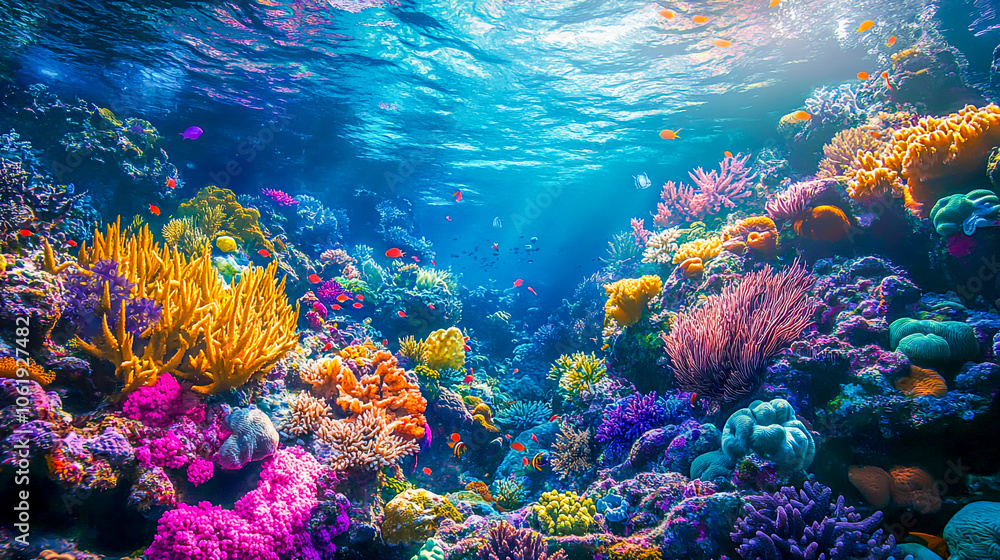 Fototapeta premium A vibrant picture of the thriving coral reef ecosystem