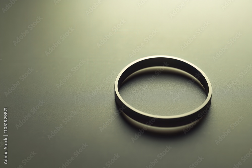 Close-up of a simple black metal ring on a plain background Close-up of a simple black metal ring on a plain background
