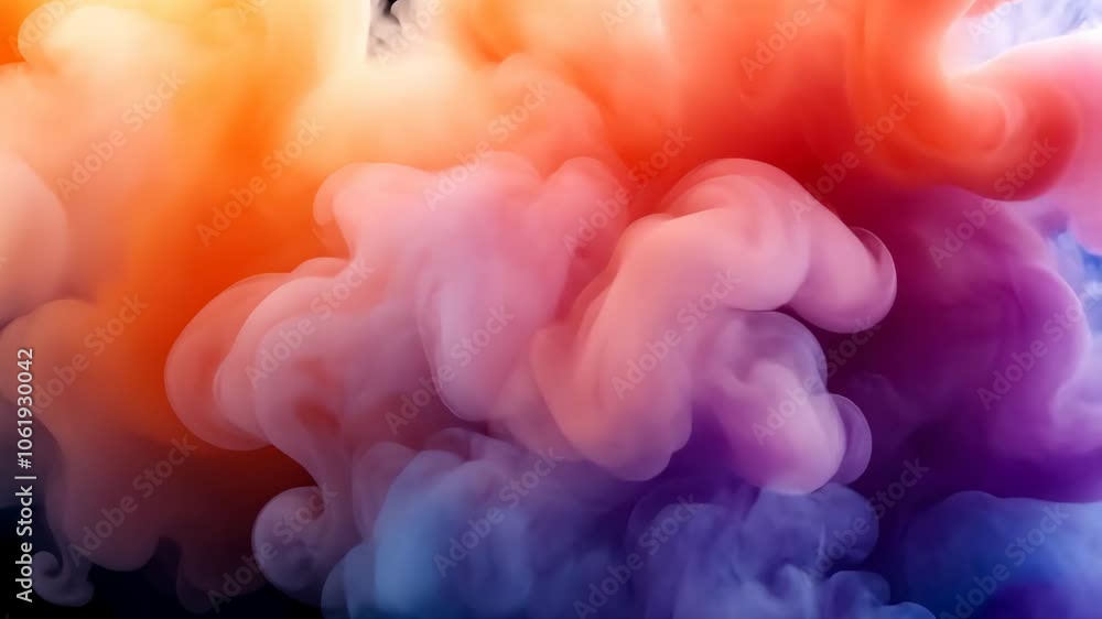 Colorful smoke swirls and dances against a dark background Colorful smoke swirls and dances against a dark background