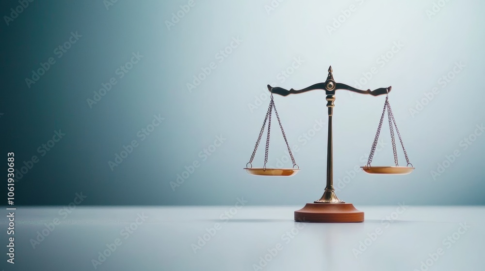 A classic brass balance scale on a minimalist surface, symbolizing justice, fairness, and law with a serene gradient background. A classic brass balance scale on a minimalist surface, symbolizing justice, fairness, and law with a serene gradient background.