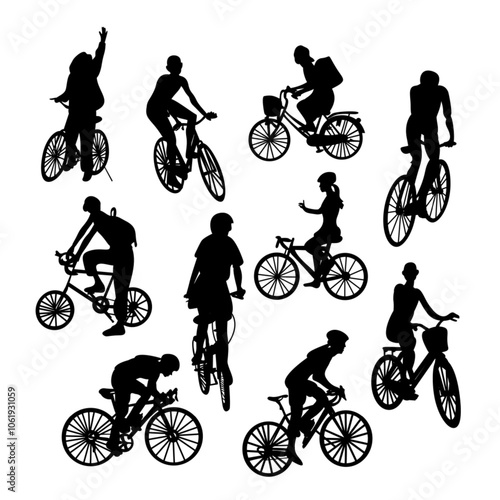 bicycle riding bundle athlete pose silhouette