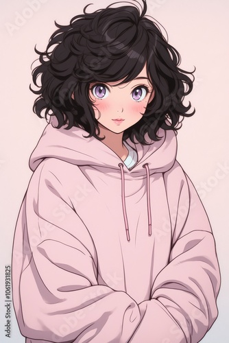 Anime Girl in Pink Hoodie.