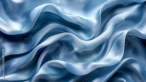 Abstract Background of Blue Wavy Fabric