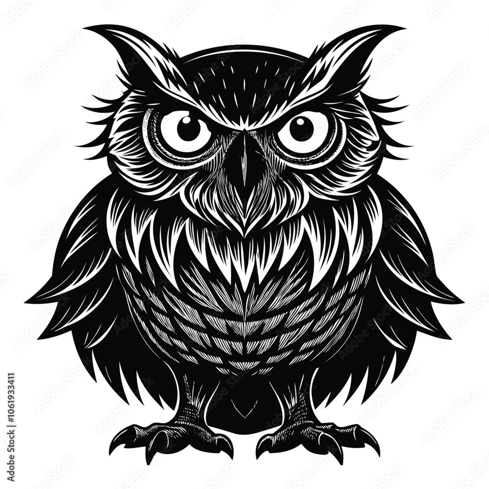 Fototapeta premium Intricate Black and White Owl Illustration