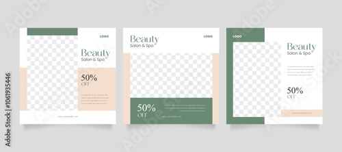 Beauty and spa skincare makeup social media post. Elegant minimalist background of skincare beauty promotion banner social media pack template.