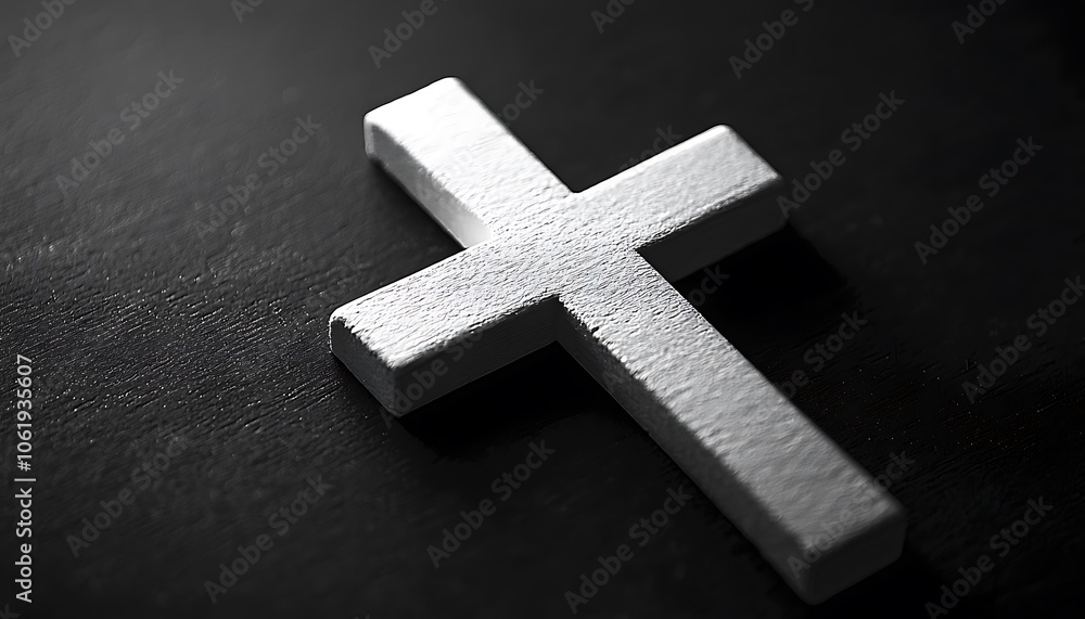 Obraz premium Minimalist Cross: A black background featuring a simple white cross.
