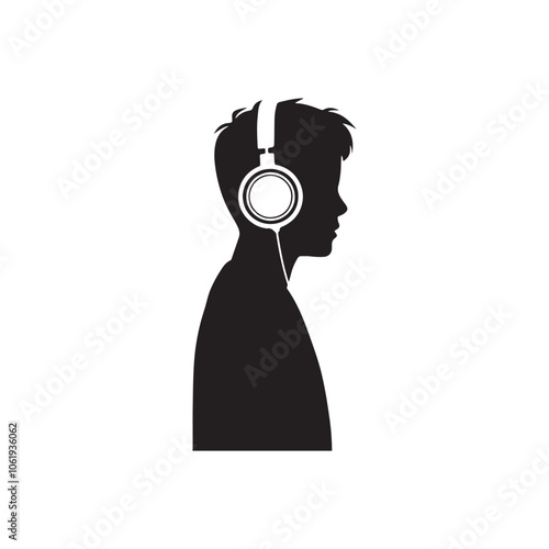 headphone logo icon vector silhouette illustration