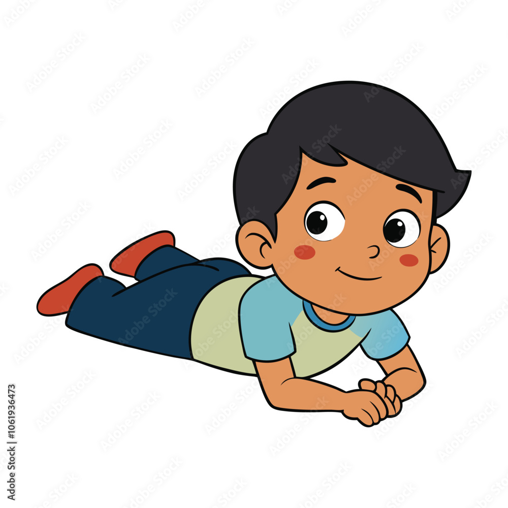 kid lay on floor on white background kid lay on floor on white background