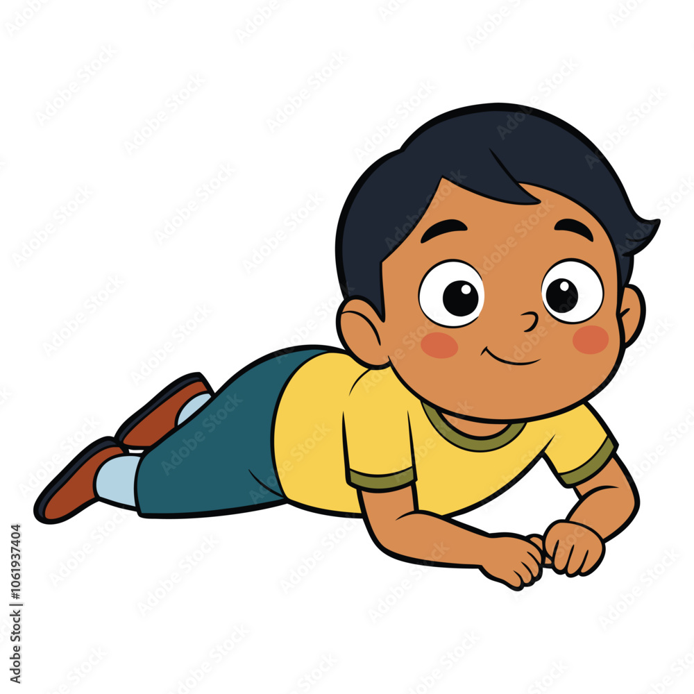 kid lay on floor on white background kid lay on floor on white background