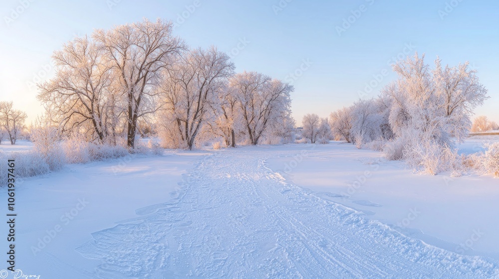 Tranquil Winter City Park: Snow-Covered Trees, Frozen Pathways, Twilight Ambiance for Quiet Contemplation Tranquil Winter City Park: Snow-Covered Trees, Frozen Pathways, Twilight Ambiance for Quiet Contemplation