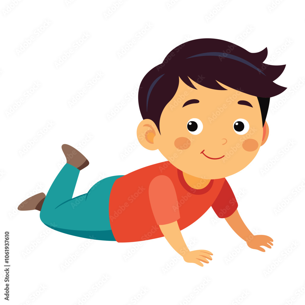 kid lay on floor on white background kid lay on floor on white background