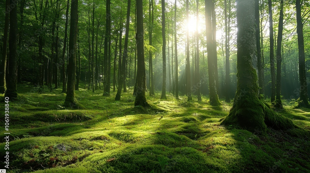 Peaceful Forest with Sunlight and Greenery Peaceful Forest with Sunlight and Greenery