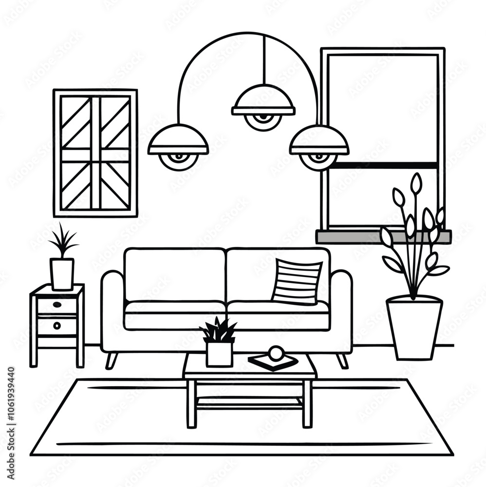 Minimalist Line Art of Modern Living Room Minimalist Line Art of Modern Living Room
