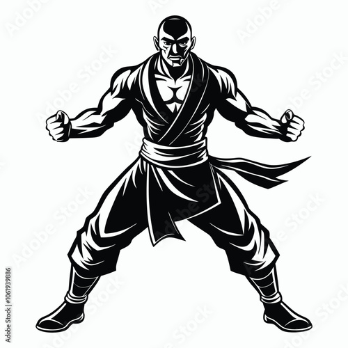 kung fu man on white background