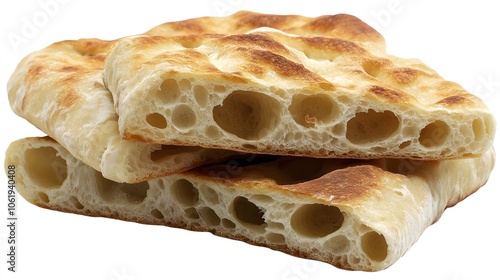 Wallpaper Mural Food, Ciabatta, Photo Realistic, on White Background, Abstract Image, Texture, Pattern Background, Wallpaper, Cover and Screen of Smartphone, PC, Laptop, 9:16 and 16:9 Format Torontodigital.ca