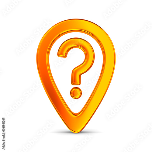 Orange pointer marker on white background. Isolated 3D illustration