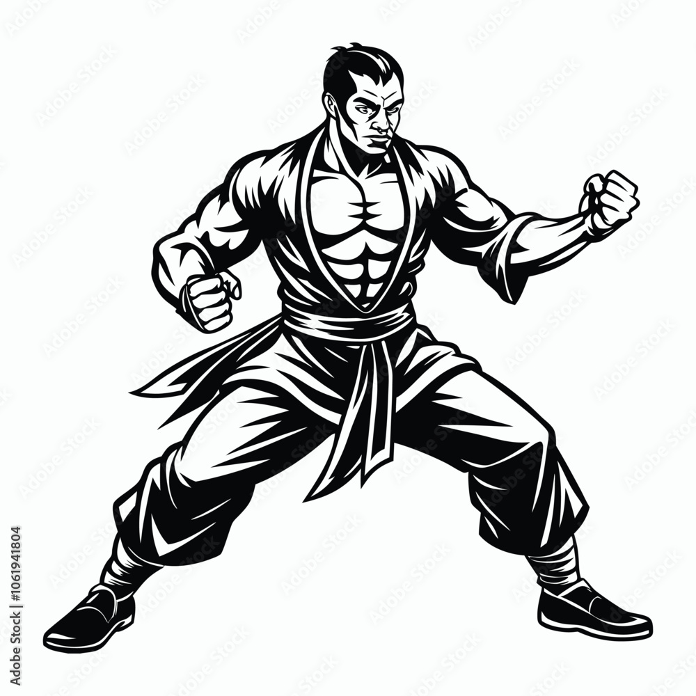 kung fu man on white background kung fu man on white background