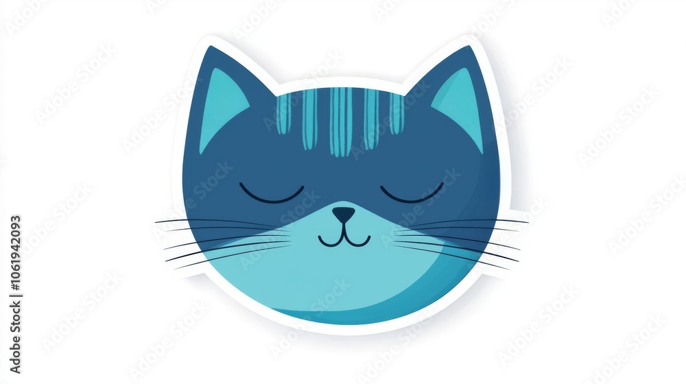 Cute and colorful illustration of a blue cat face with closed eyes and serene expression, perfect for pet-themed designs. Cute and colorful illustration of a blue cat face with closed eyes and serene expression, perfect for pet-themed designs.