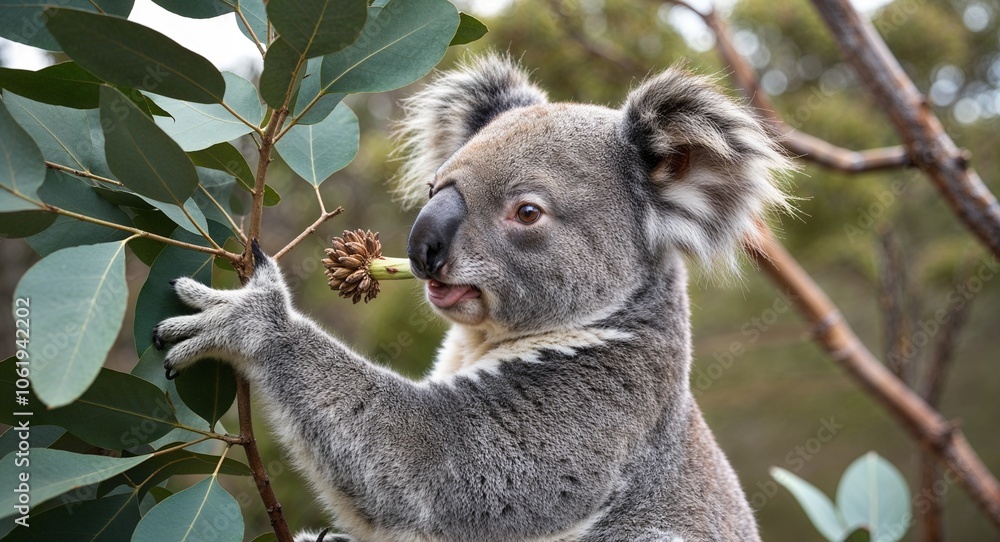 Obraz premium Koala eating eucalyptus 