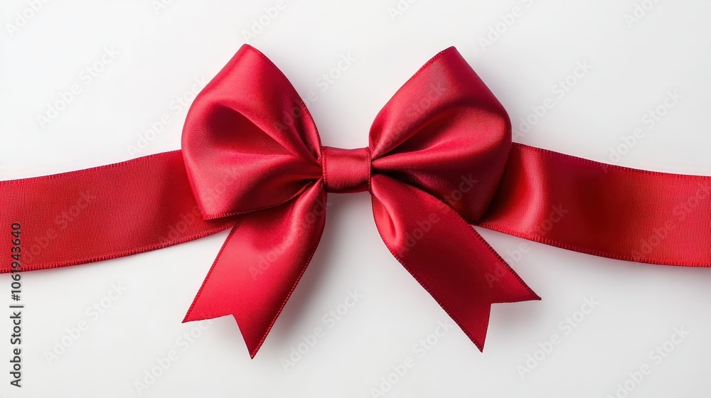 Elegant Red Ribbon Bow Isolated on White Background Elegant Red Ribbon Bow Isolated on White Background