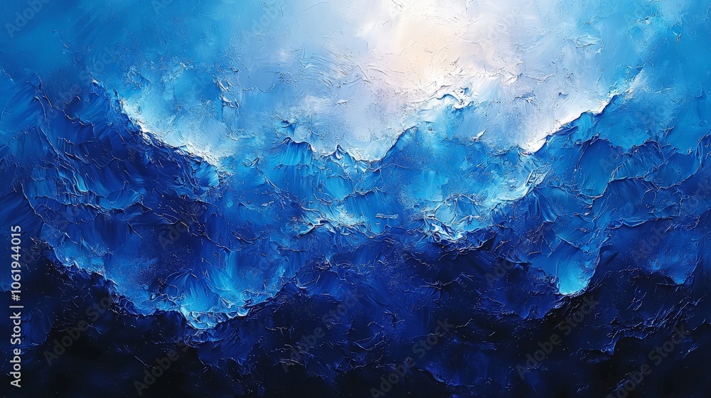 An abstract painting of blue waves, evoking a sense of calm and depth. An abstract painting of blue waves, evoking a sense of calm and depth.
