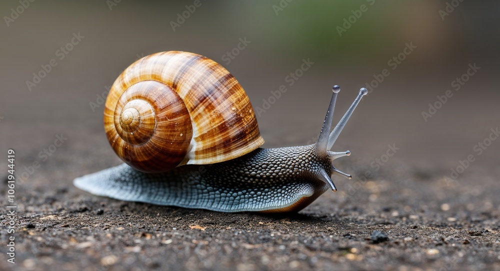 Snail crawling with its shell Snail crawling with its shell