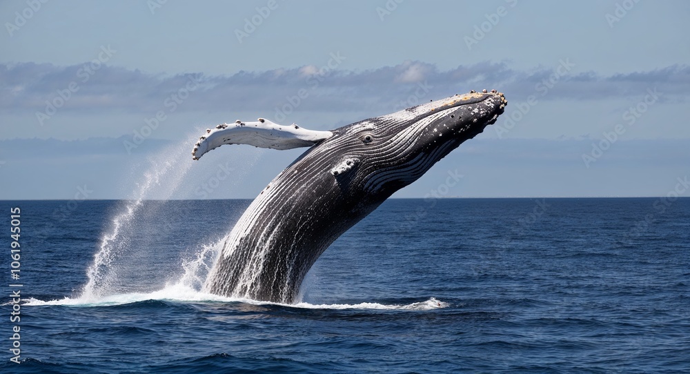 Fototapeta premium Whale breaching in the ocean 